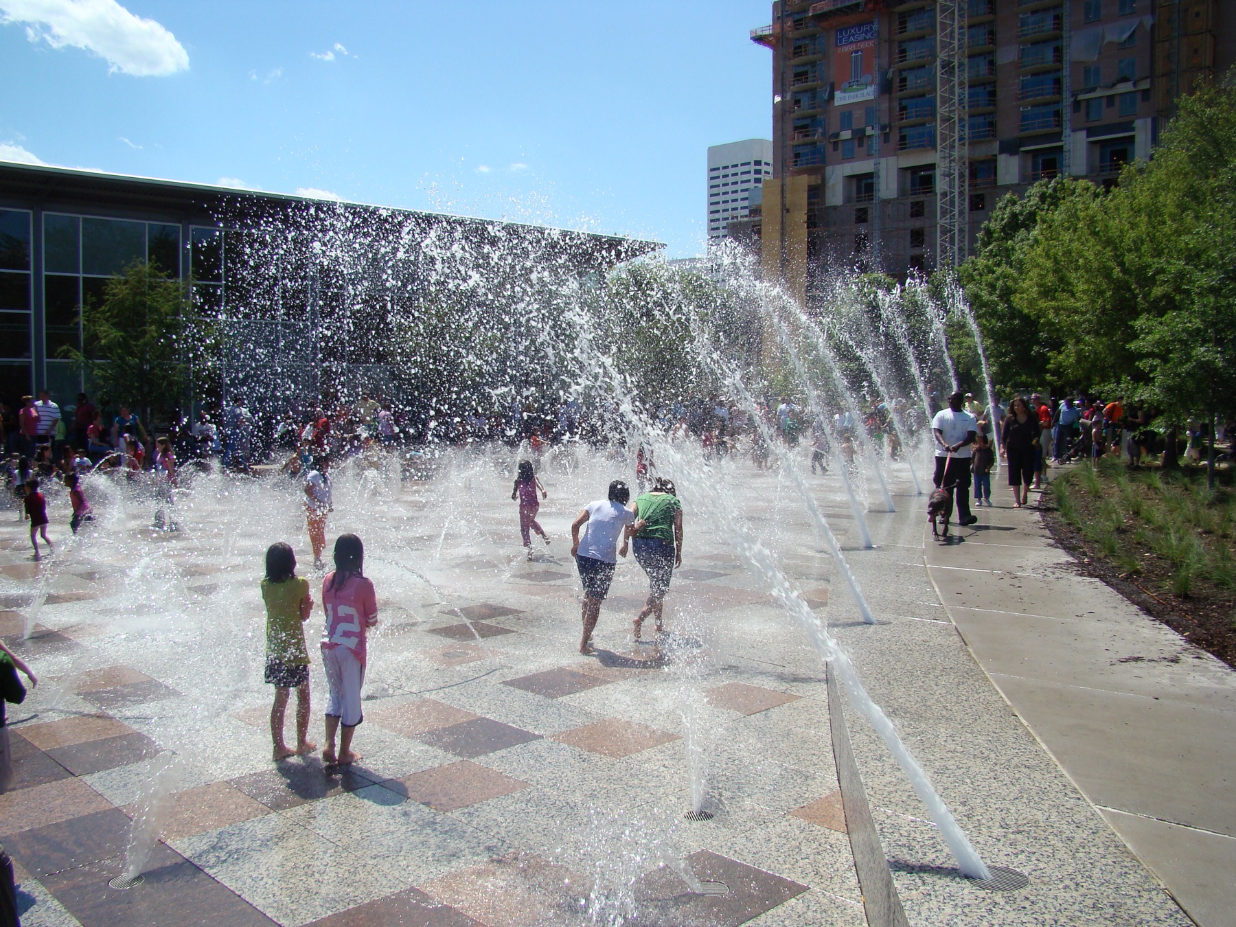 Stone plaza and fountain hardscape fabricated by Cangelosi Company